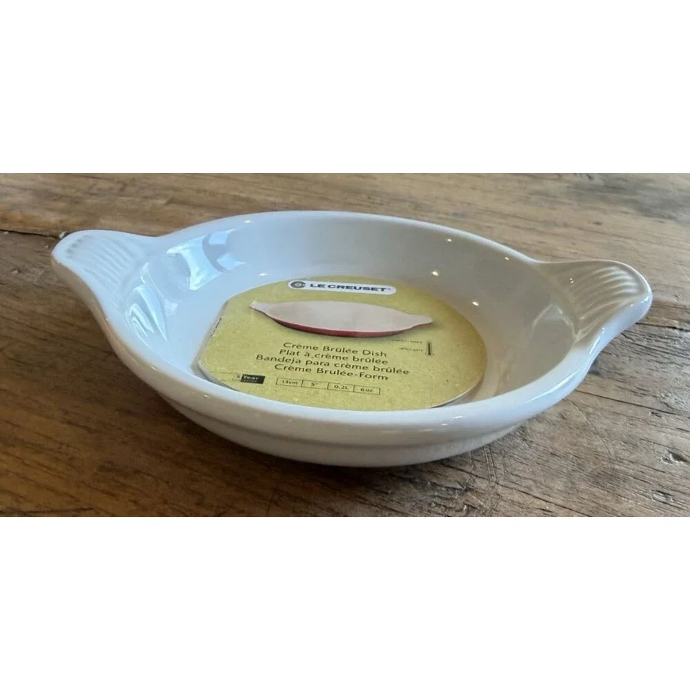 Le Creuset Stoneware 7oz 13 cm Crème Brulee Egg Dish White NEW NWT
